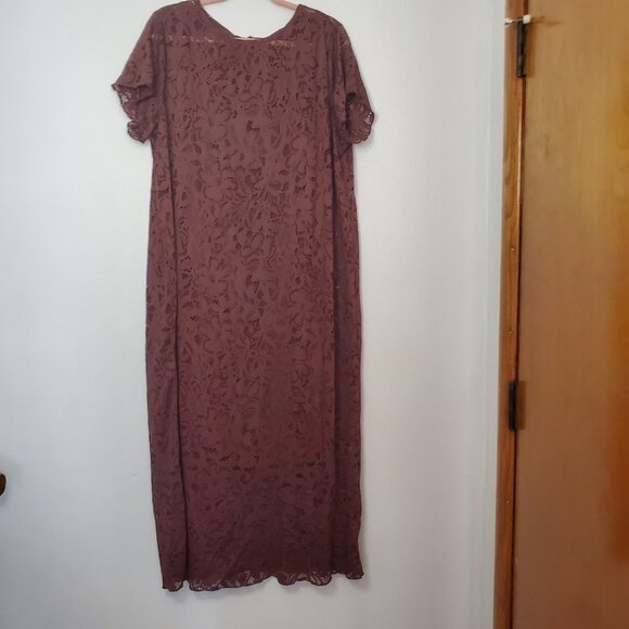 Brown Lace Dress 2x Jessica Simpson Detachable Tank Dress Underneath Whimsigoth - Picture 4 of 10